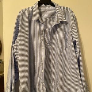 Men’s blue & white stripe button up. XXL! Worn once.